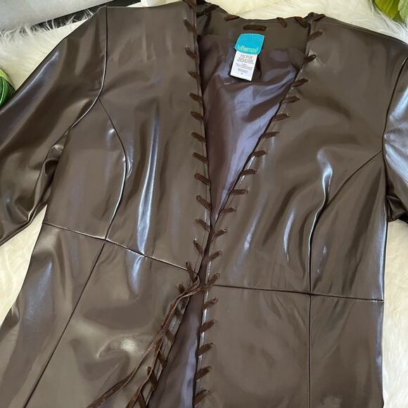 NEW To The Max Whipstitch 90s Faux Leather Longline Hourglass Boho Jacket S NWOT - Picture 13 of 16